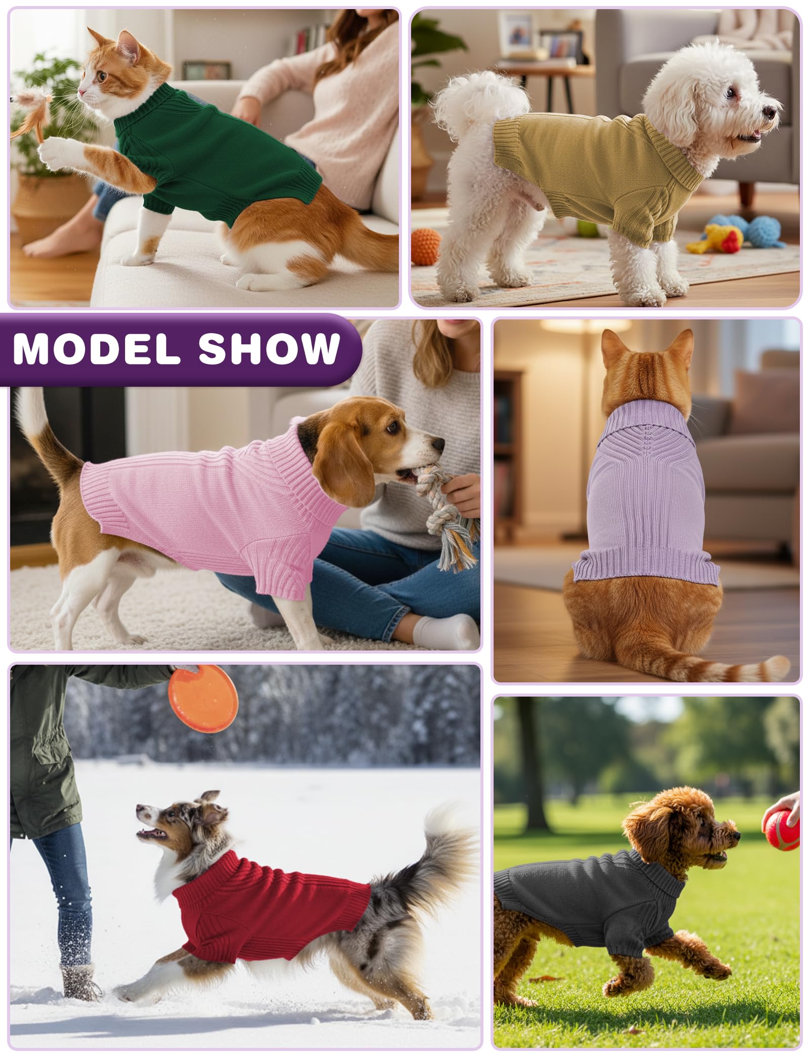 AURUZA warm knit dog sweater ready for daily walks and festive photos.
