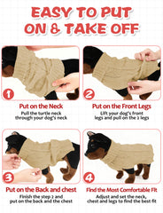 AURUZA dog sweater XL on a large dog demonstrates warm, full coverage for cold weather