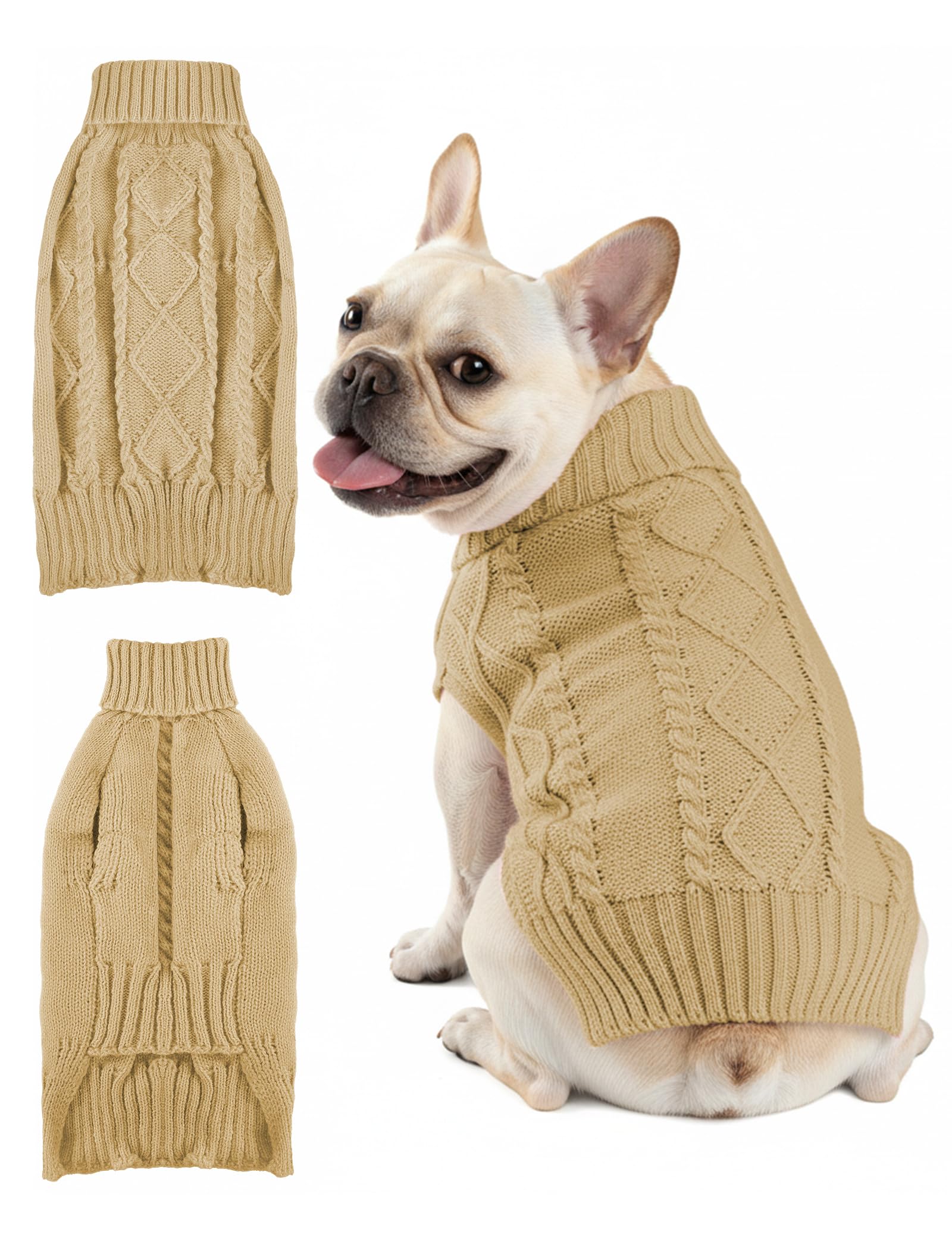 AURUZA dog sweater close-up knit shows soft fabric for cozy warmth during winter walks