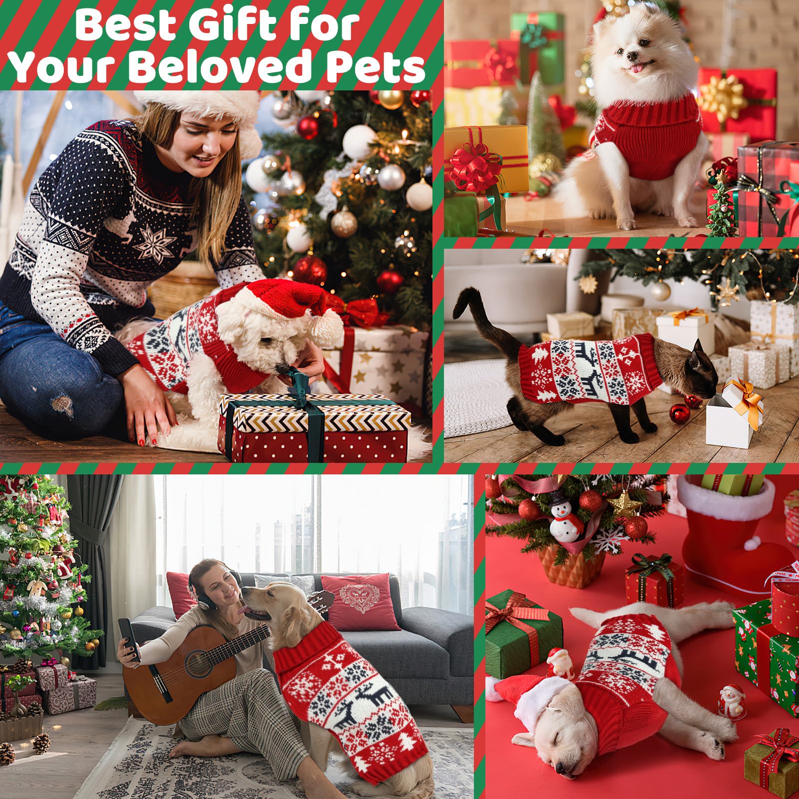 AURUZA Santa paw sweater ready for holiday photos and gifts.