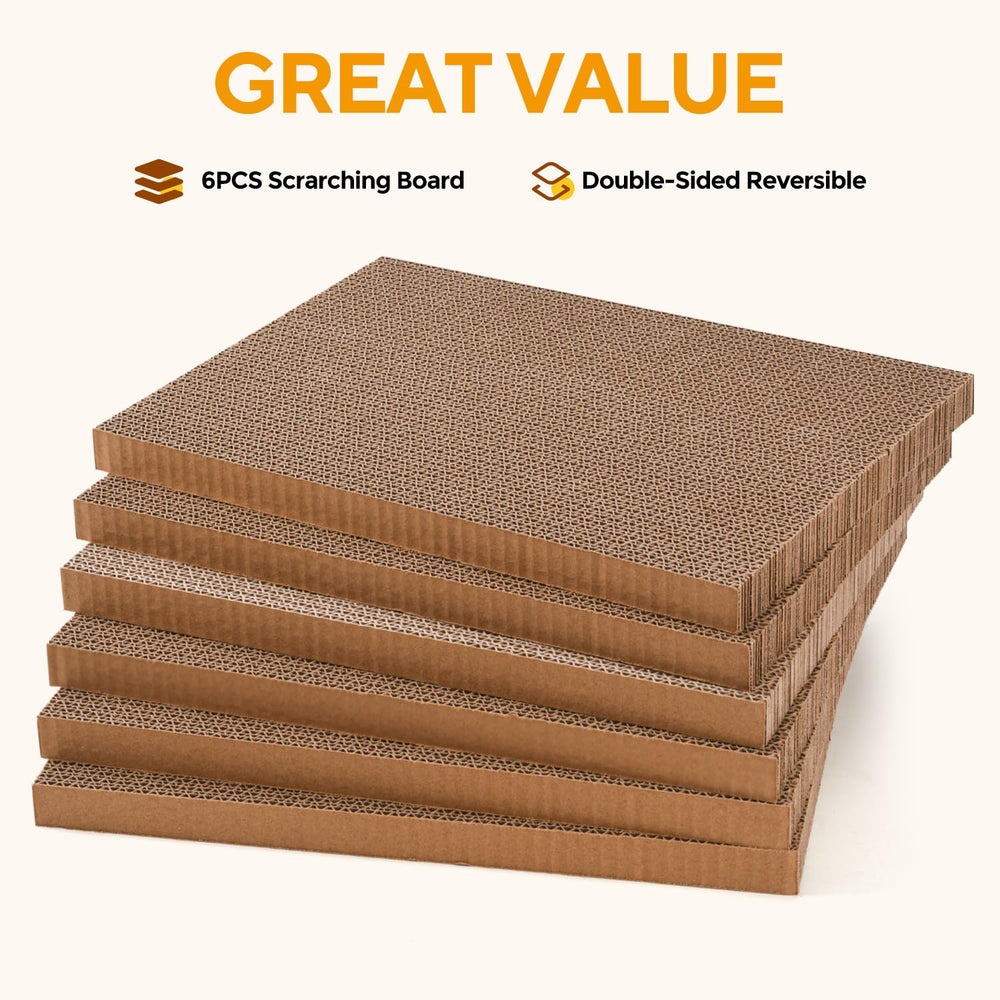 AUSCAT cat scratching board 6pcs shows reversible pads for longer scratching life.