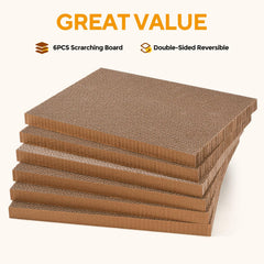 AUSCAT cat scratching board 6pcs shows reversible pads for longer scratching life.
