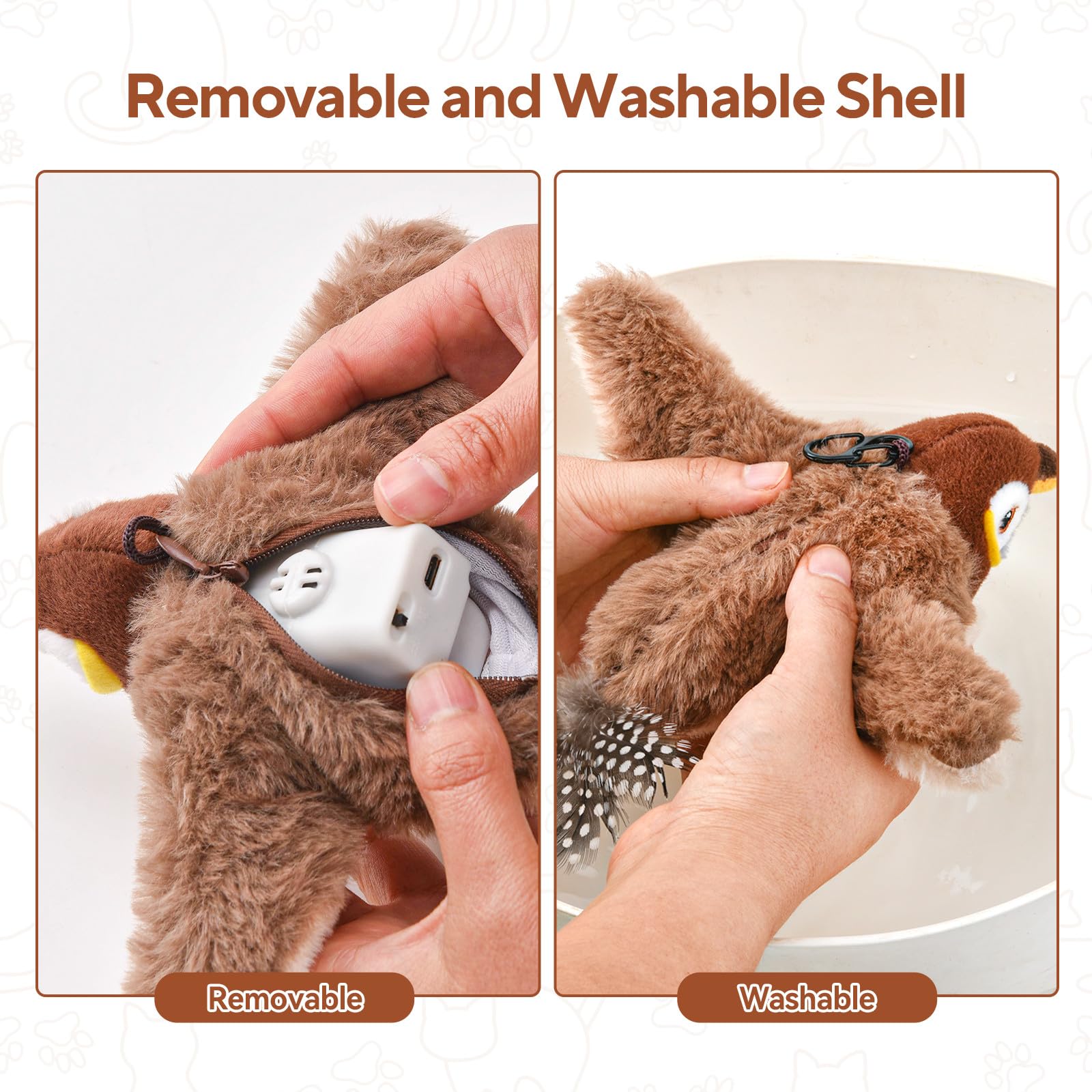 AUSCAT soft plush texture with durable feathers for sturdy kitten play