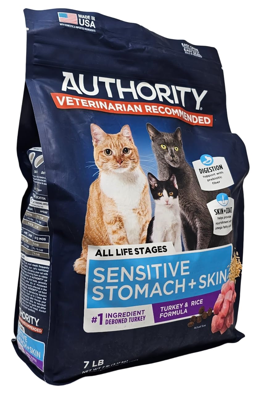 Authority dry cat food with deboned turkey as the first ingredient.