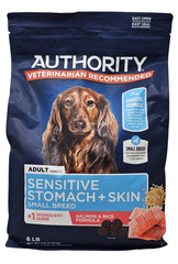 Authority small-breed salmon-rice dry dog food bag front for gentle digestion