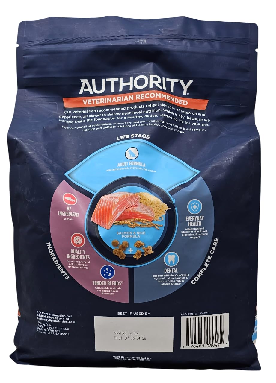 Authority tender blends image highlights kibble texture and shreds for eating enjoyment