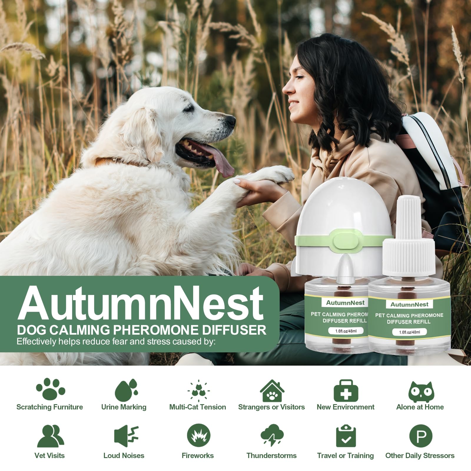 AutumnNest large-area diffuser in living room; supports calmer interactions.