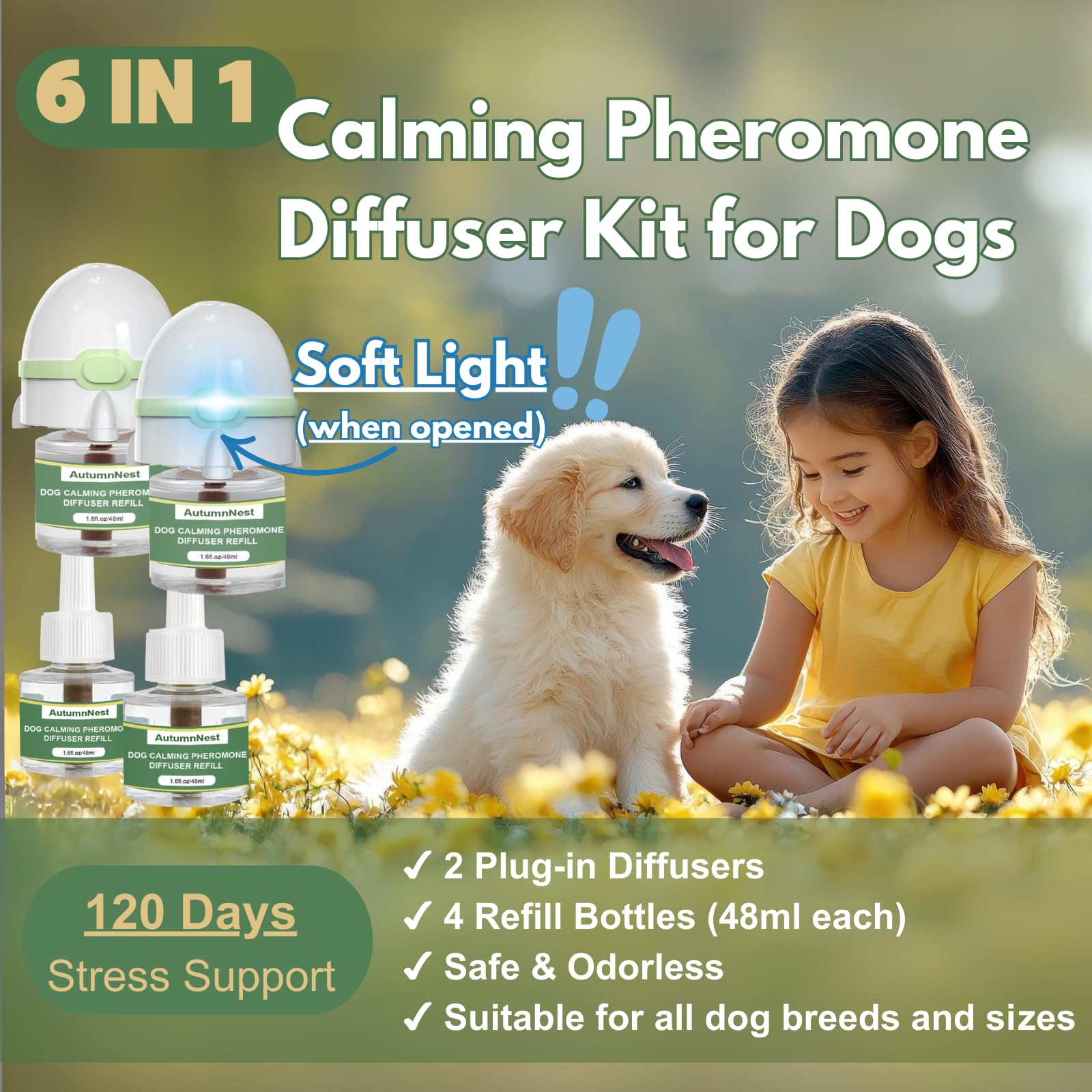 AutumnNest dog diffuser diffusers show two plug-in units for long-lasting support.