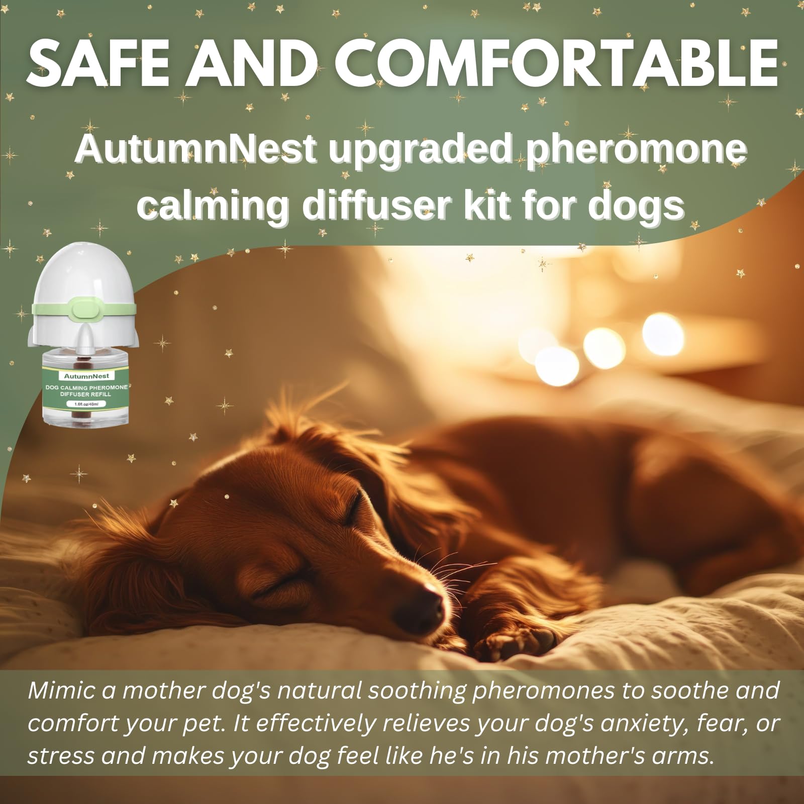 AutumnNest dog diffuser safe-ingredients close-up emphasizes non-toxic formulation.