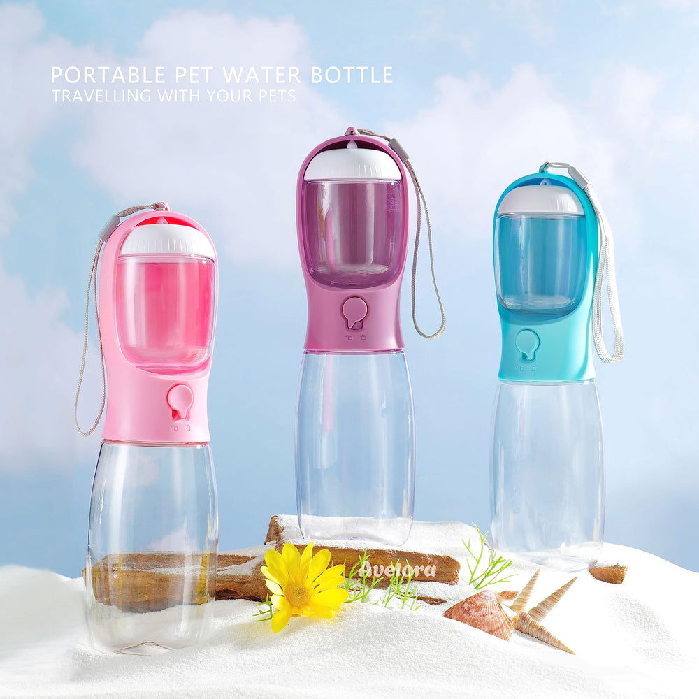 AVELORA compact travel-dog-water-bottle fits bags and cup holders for easy transport