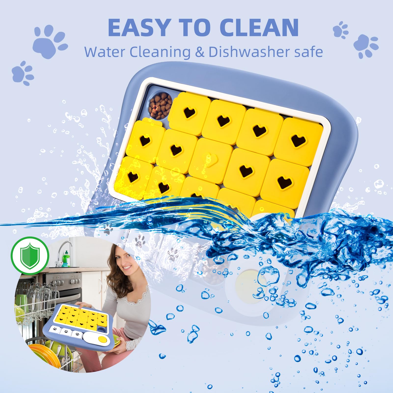 AVOAR dog puzzle toy large purple dishwasher-safe design simplifies cleaning after use.