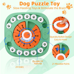 AVOAR dog puzzle toy demonstrates 21 movable points and 24 holes for problem-solving play