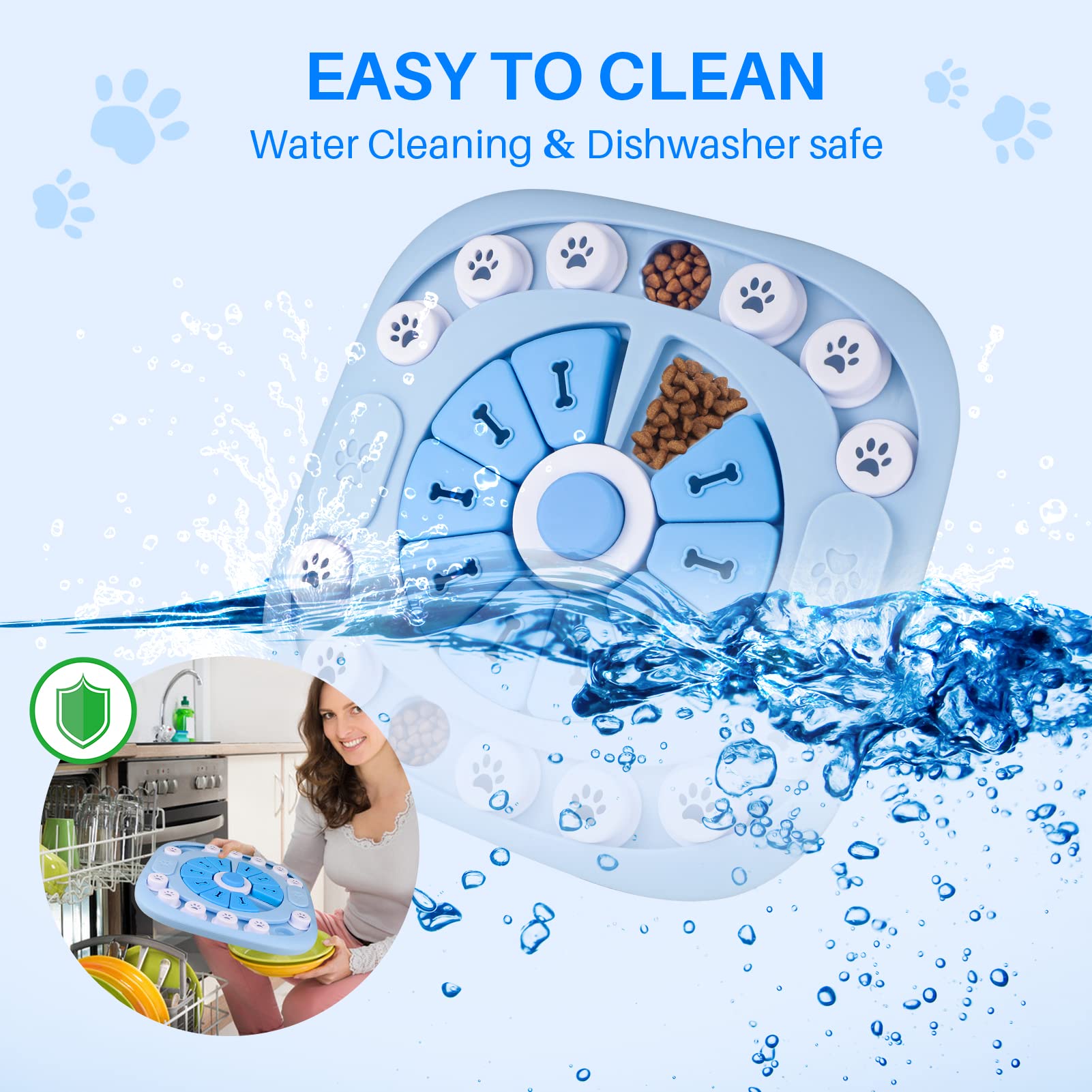AVOAR Puzzle Feeder dog toy dishwasher-safe design for easy cleaning.