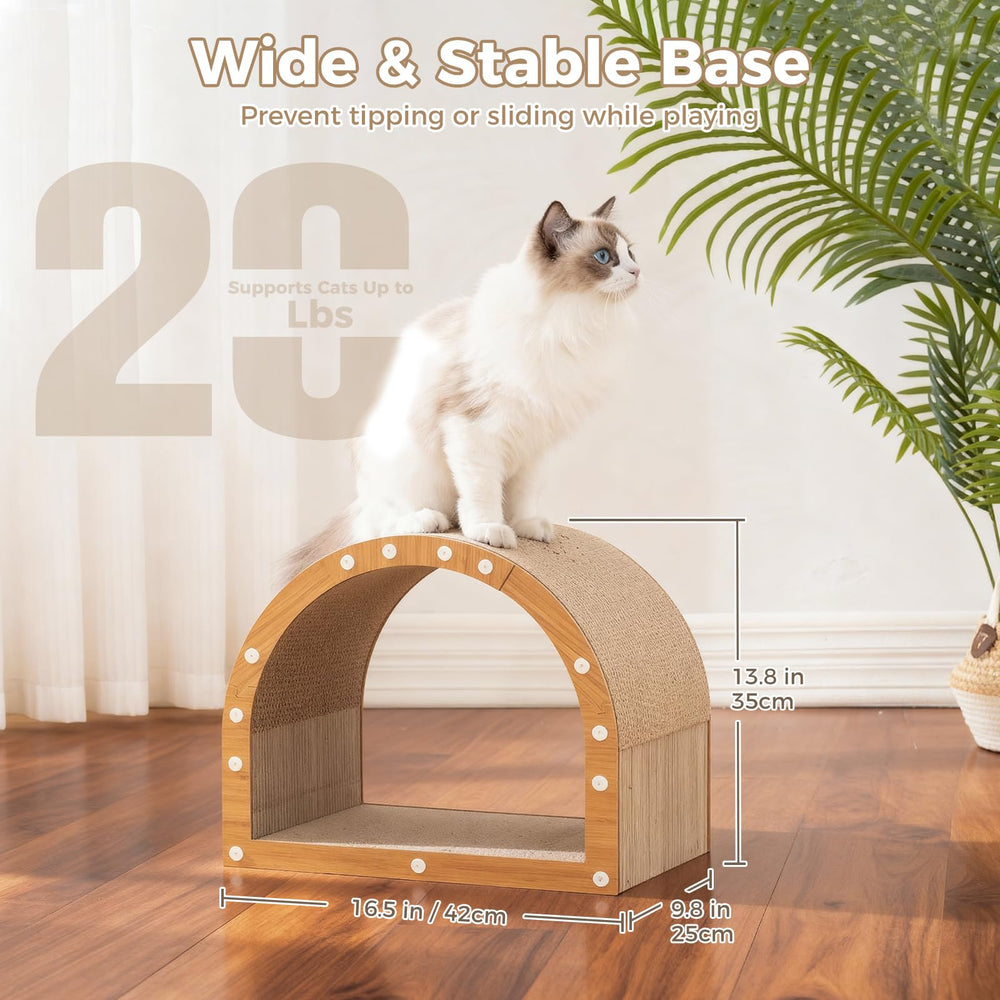 Avont Cardboard Cat Scratcher House base remains stable during play.