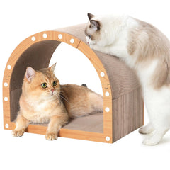 Avont Cardboard Cat Scratcher House exterior shows durable corrugated build for long-lasting play.