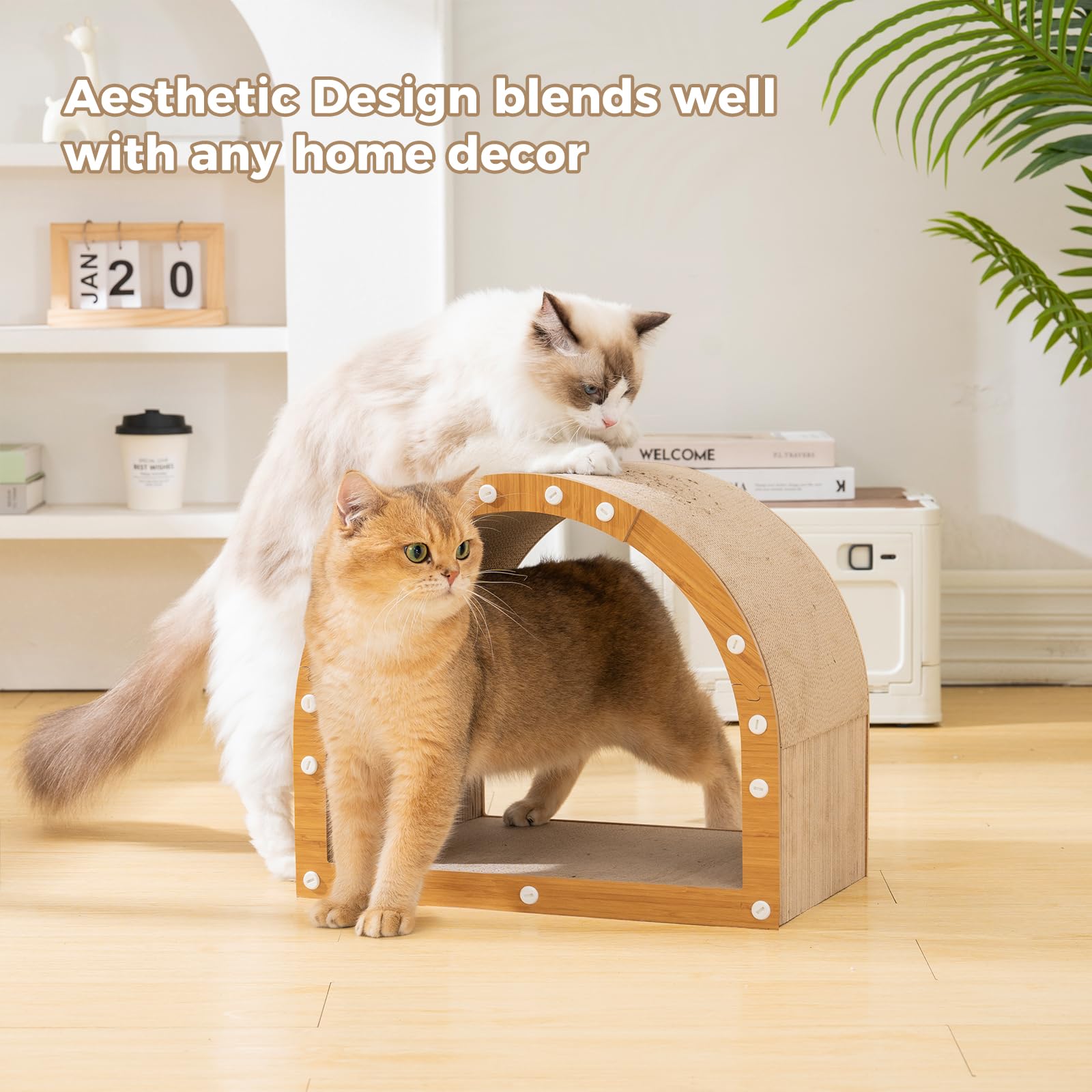 Avont Cardboard Cat Scratcher House interior reveals cozy hide space and scratching area.