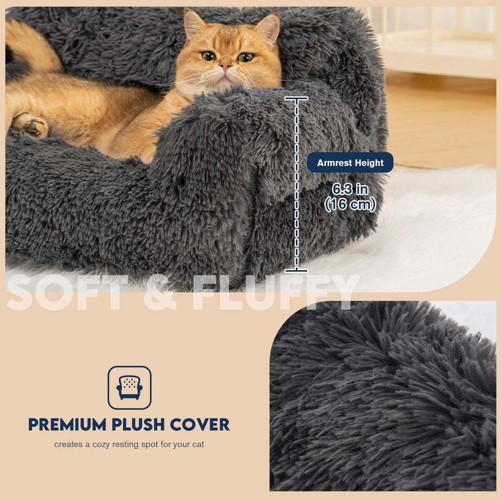 Avont Cat Couch Bed side-profile highlights armrests for stretching and rest
