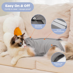 Avont cat recovery suit adjustable drawstring for easy on/off and fit customization