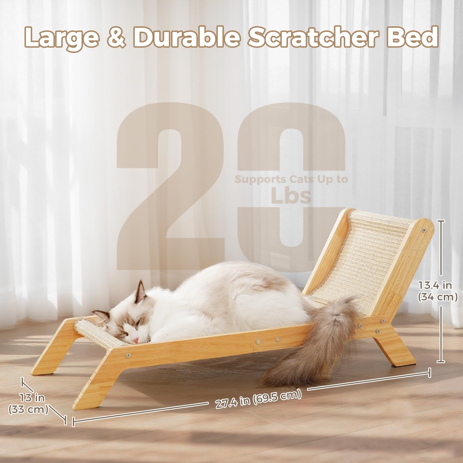 Avont Cat Scratcher Bed elevated frame keeps cats dry and comfy.