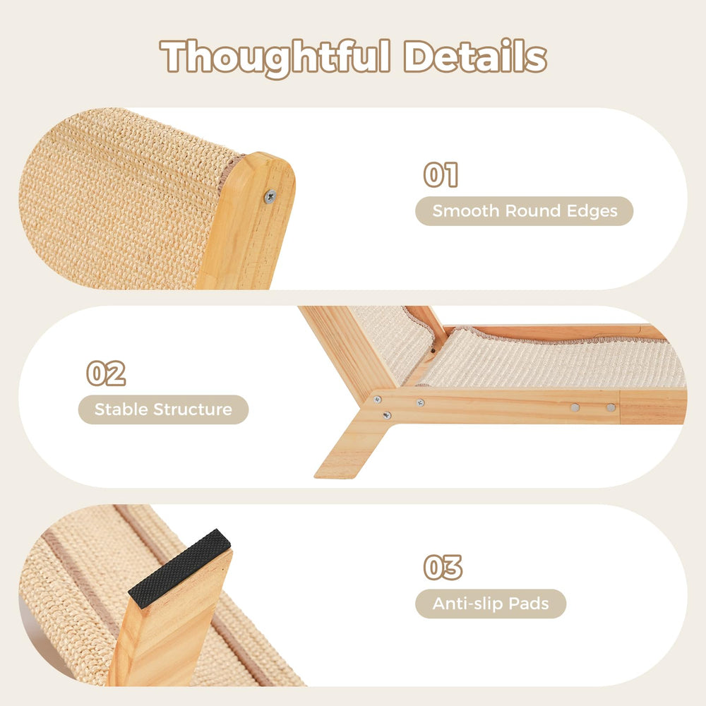 Avont Cat Scratcher Bed solid wood frame emphasizes durability and natural materials.