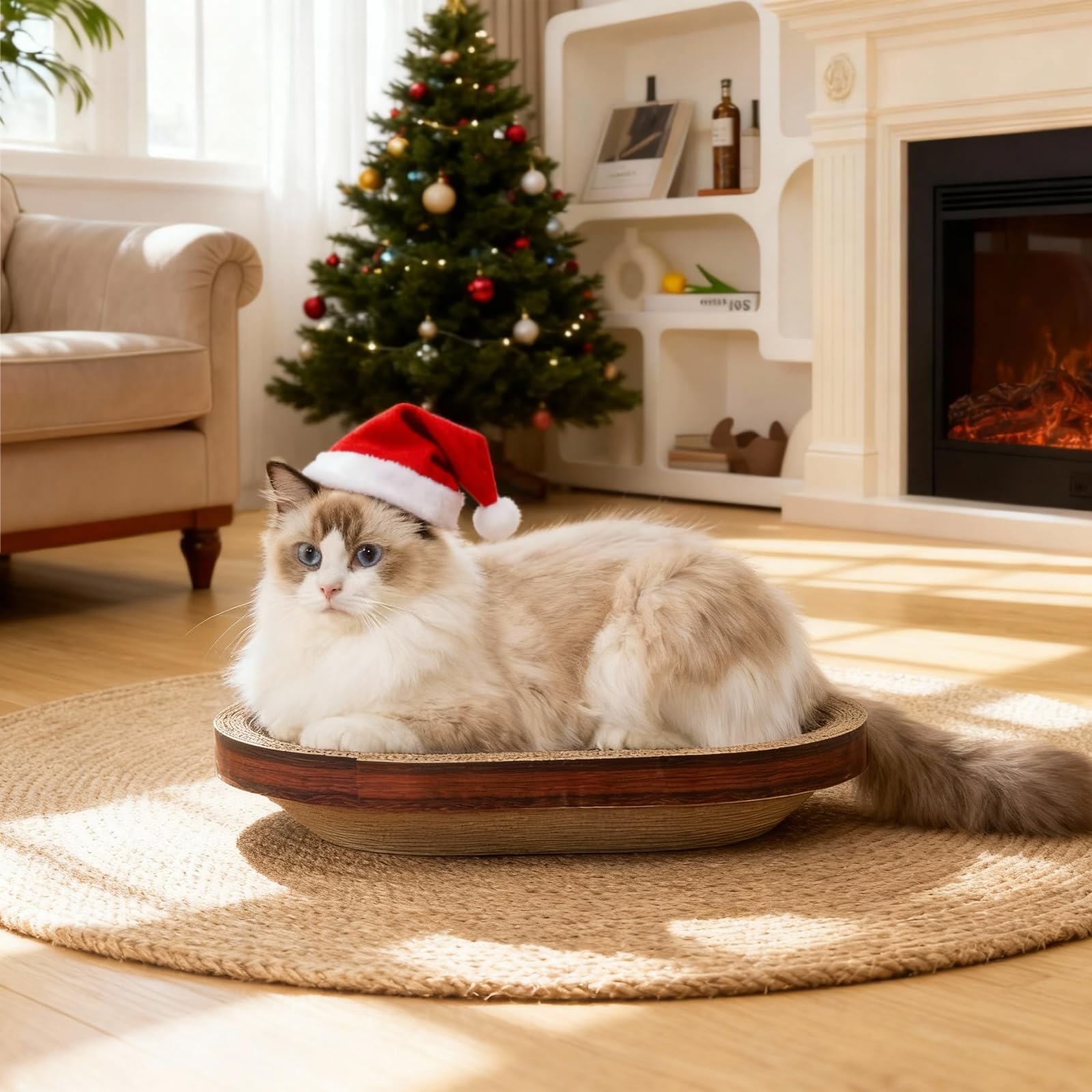 Avont Cat Scratcher Set bowl bed offers comfy lounging and gentle contoured support