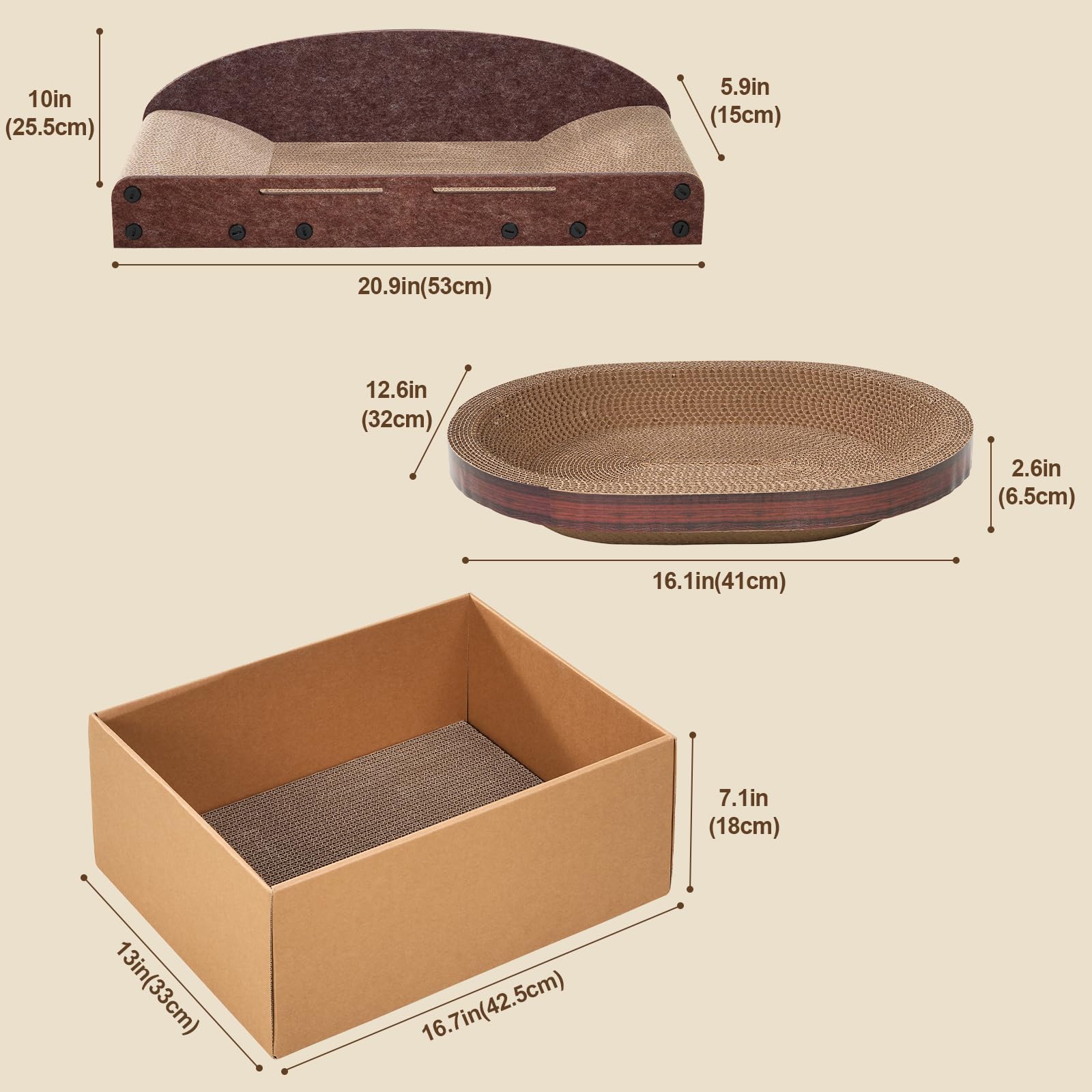 Avont Cat Scratcher Set durable cardboard construction supports daily scratching