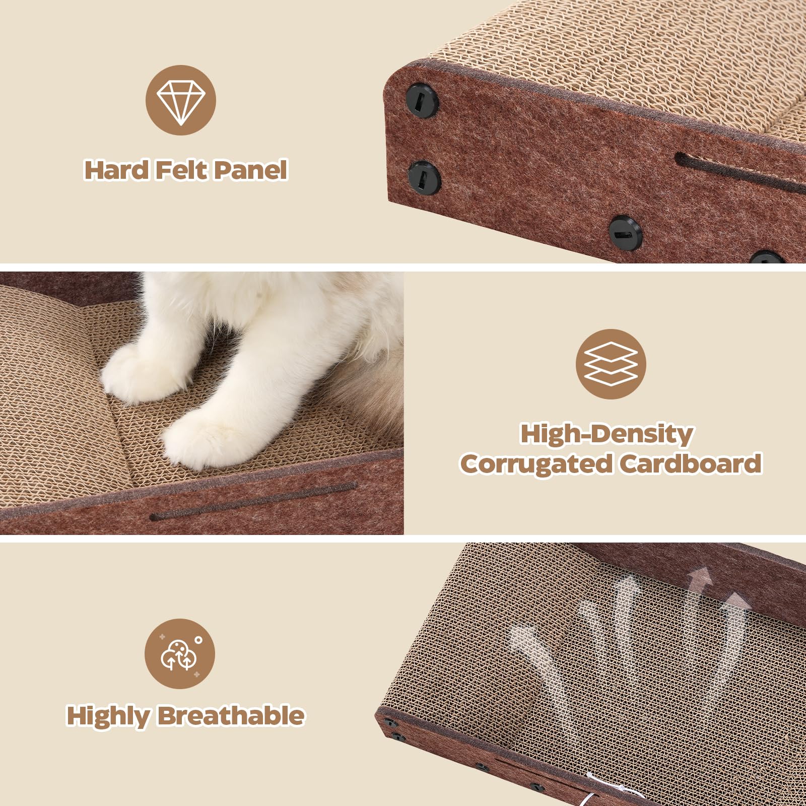 Avont Cat Scratcher Set multi-use design simplifies play, rest, and scratching in one set