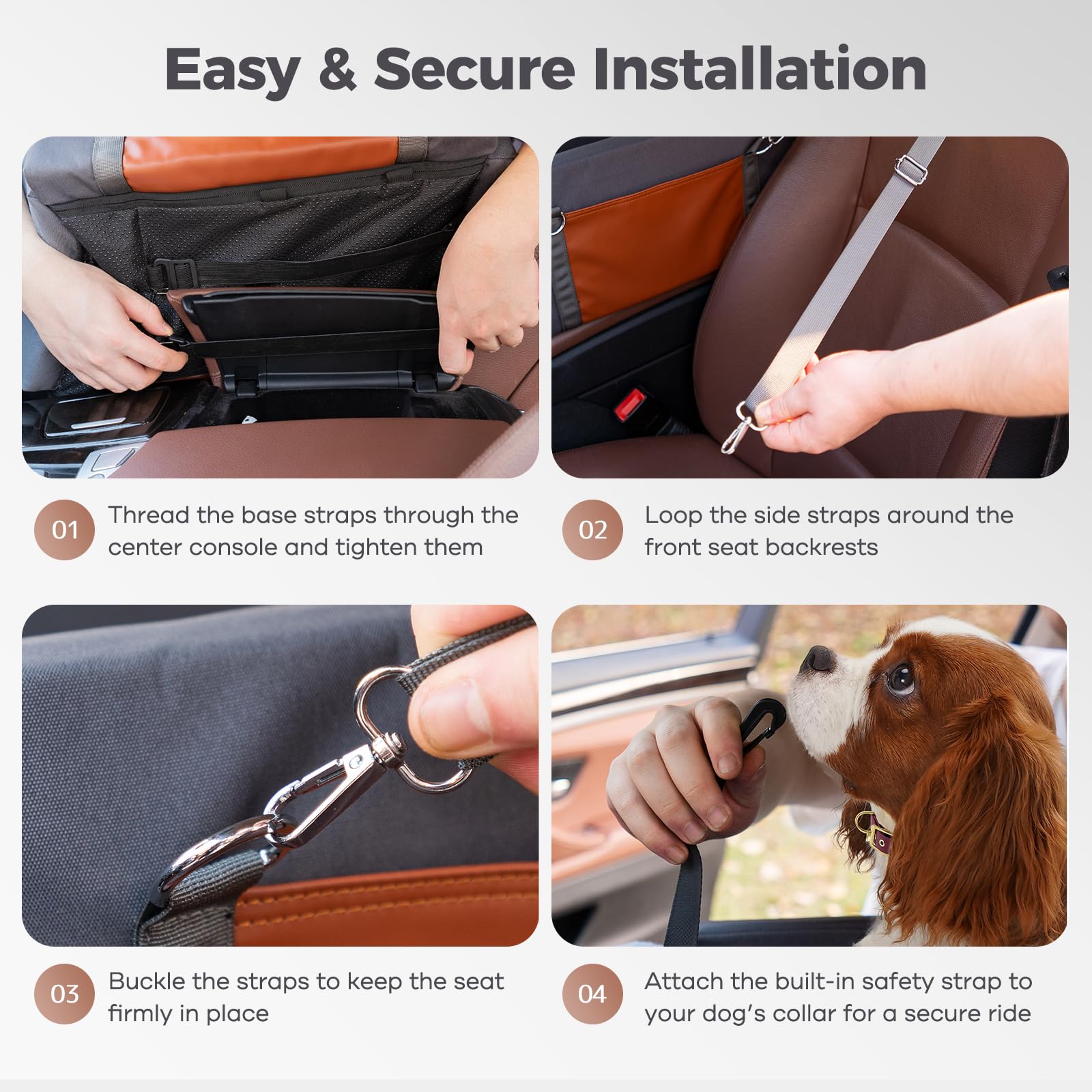 Avont center console seat accommodates small pets up to 8 lbs and 14 inches