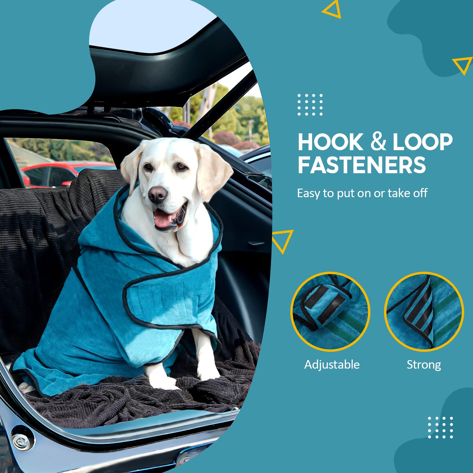 Avont dog bathrobe machine-washable and low-dryer-safe for easy care.