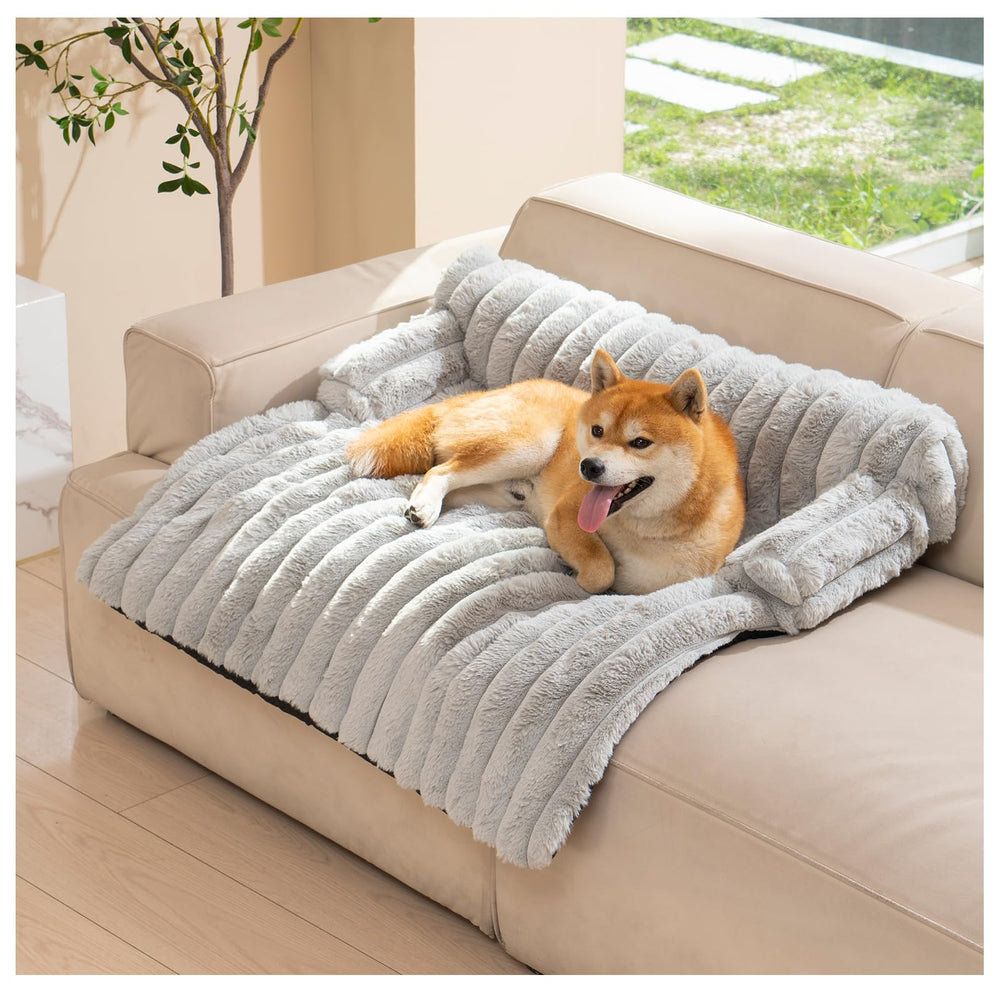 Avont dog bed mat pack shot—plush faux rabbit fleece for calming naps.