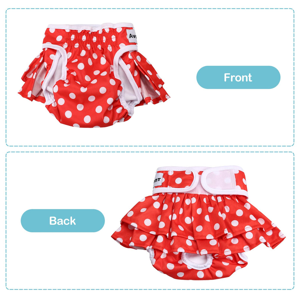 Avont dog wearing diapers during heat cycle close-up highlighting secure fit and comfort