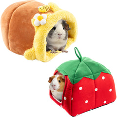Avont guinea pig bed house hideout 2-pack showing two roomy shelters for peaceful pair lounging.