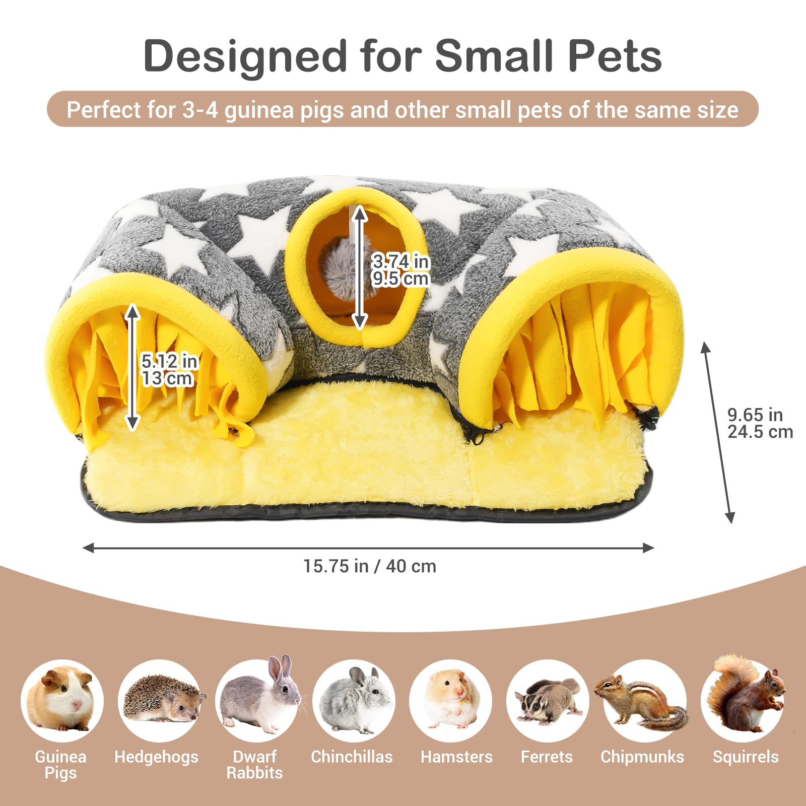 Avont Guinea Pig Hideout Tunnel bottom non-slip base keeps the play space steady