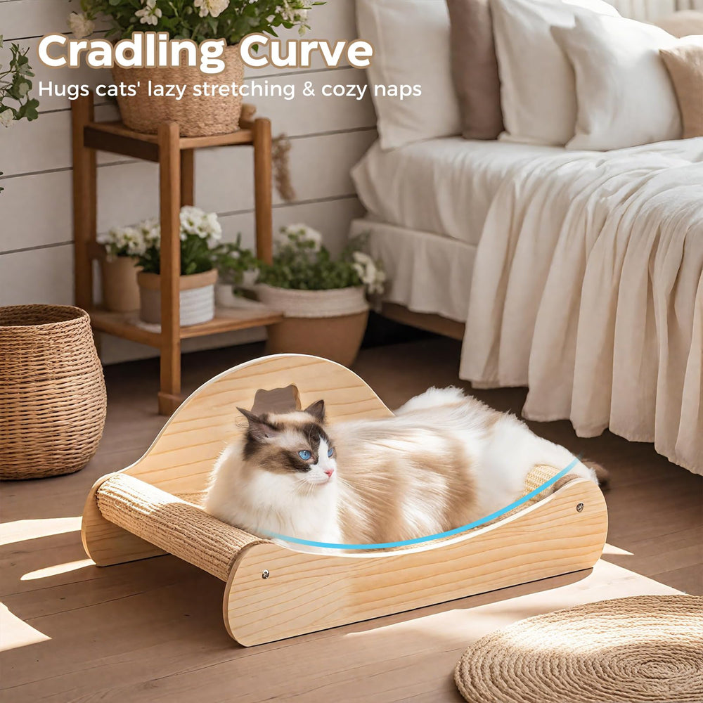 Avont Sisal Cat Scratcher Bed furniture-protection angle redirects claws from furniture.