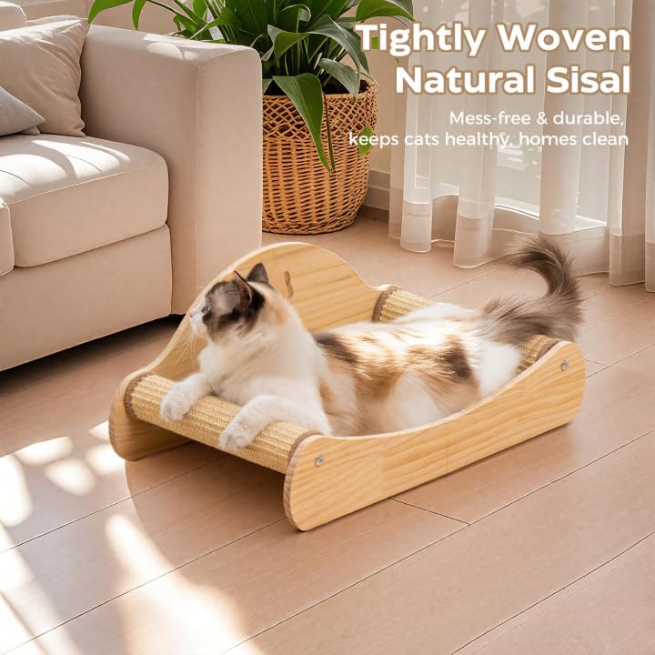 Avont Sisal Cat Scratcher Bed sisal close-up shows tightly woven scratching surface.