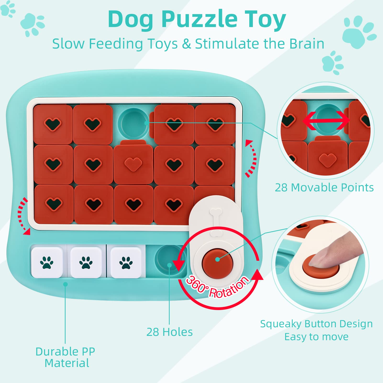 AVOAR dog puzzle toy 28 movable points close-up showing interactive challenge.