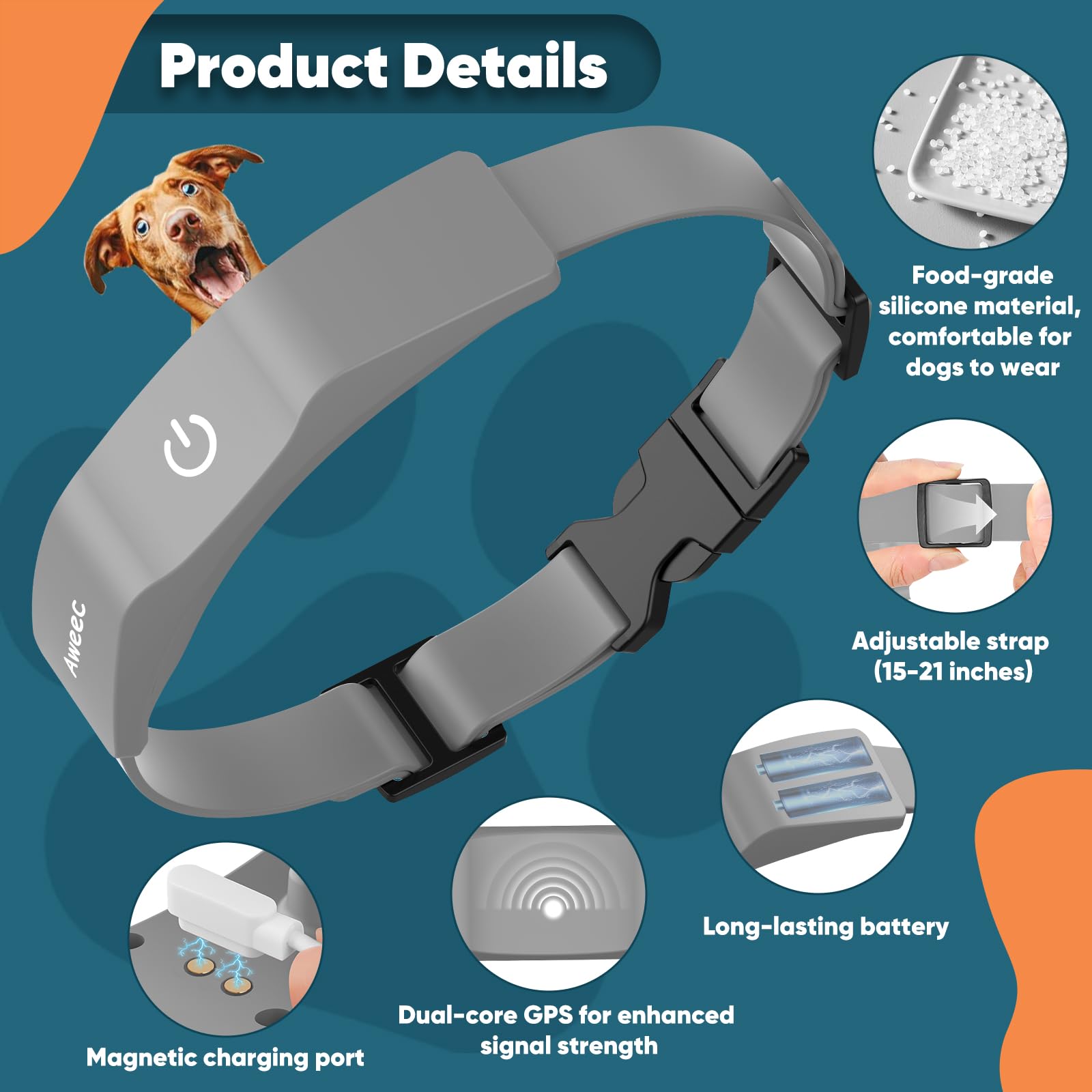 Aweec GPS Fence collar waterproof during rain and muddy ground for active dogs.