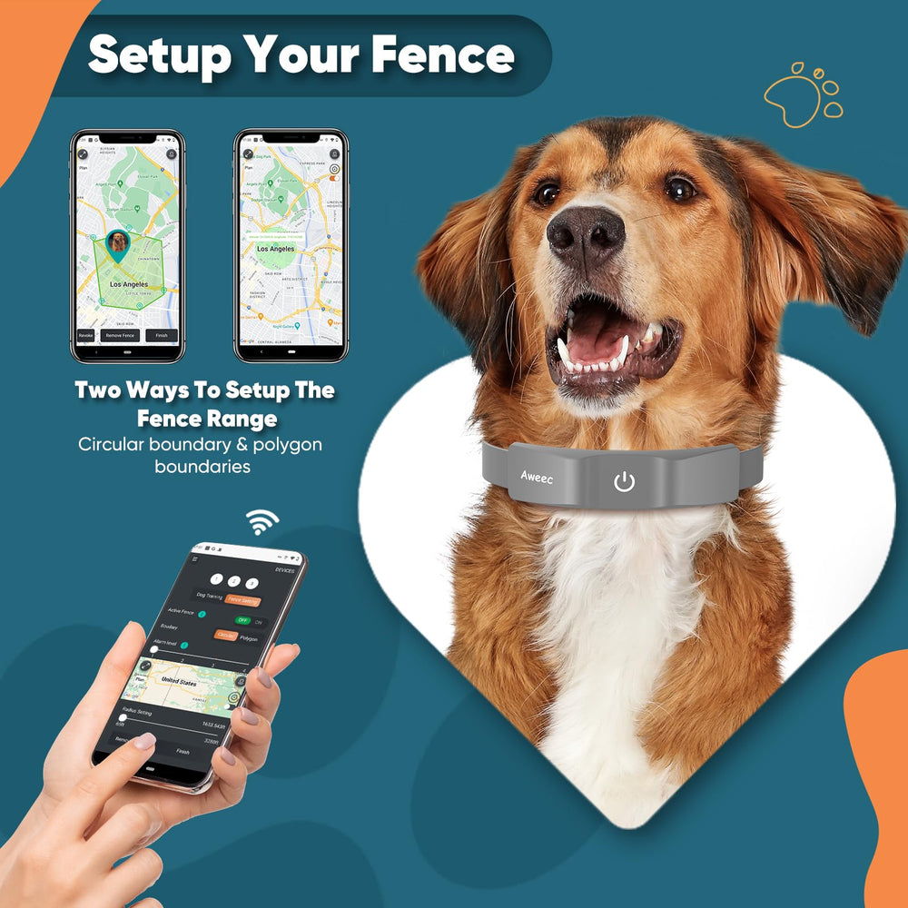 Aweec GPS Fence app on phone with polygon boundary example for flexible setup.