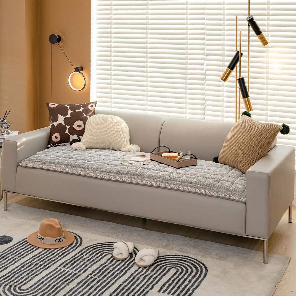 Awjcsv dog couch cover gray plush texture supports comfy lounging.