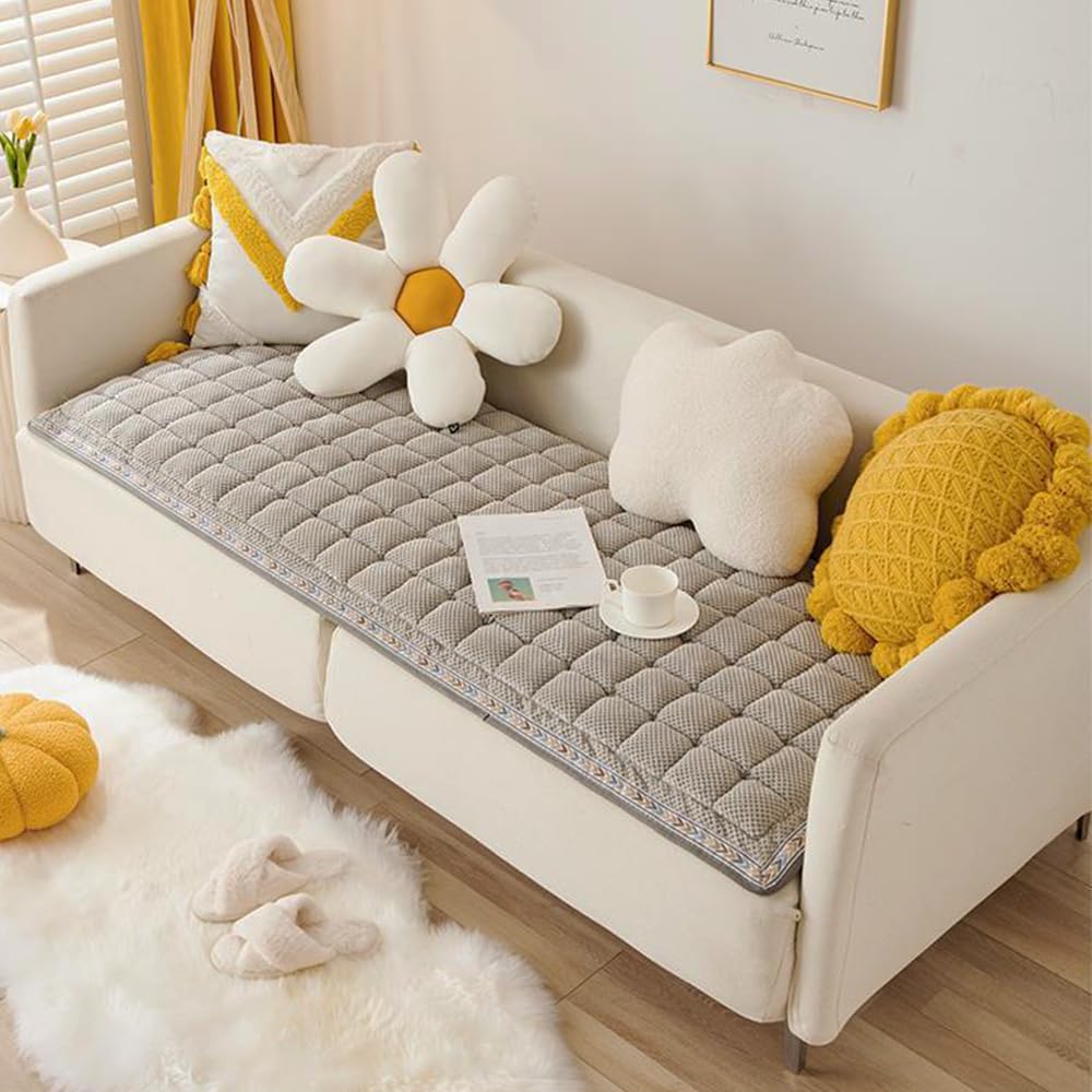 Awjcsv dog couch cover gray in-use demonstrates cozy protection during naps.