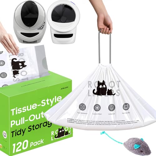 AWoHH 120-pack cat litter bags with pull-out design for quick, tidy dispensing