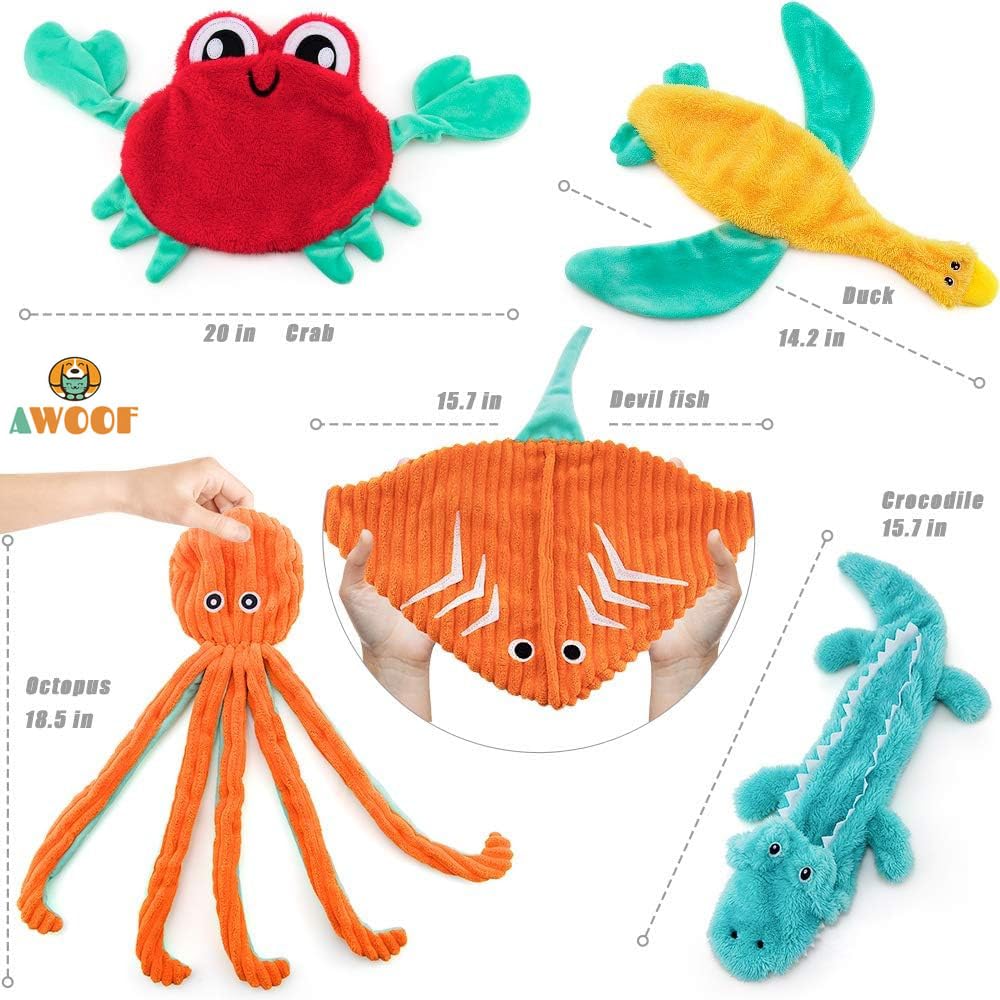 AWOOF devil fish squeaky toy designed for durable, long-lasting fun