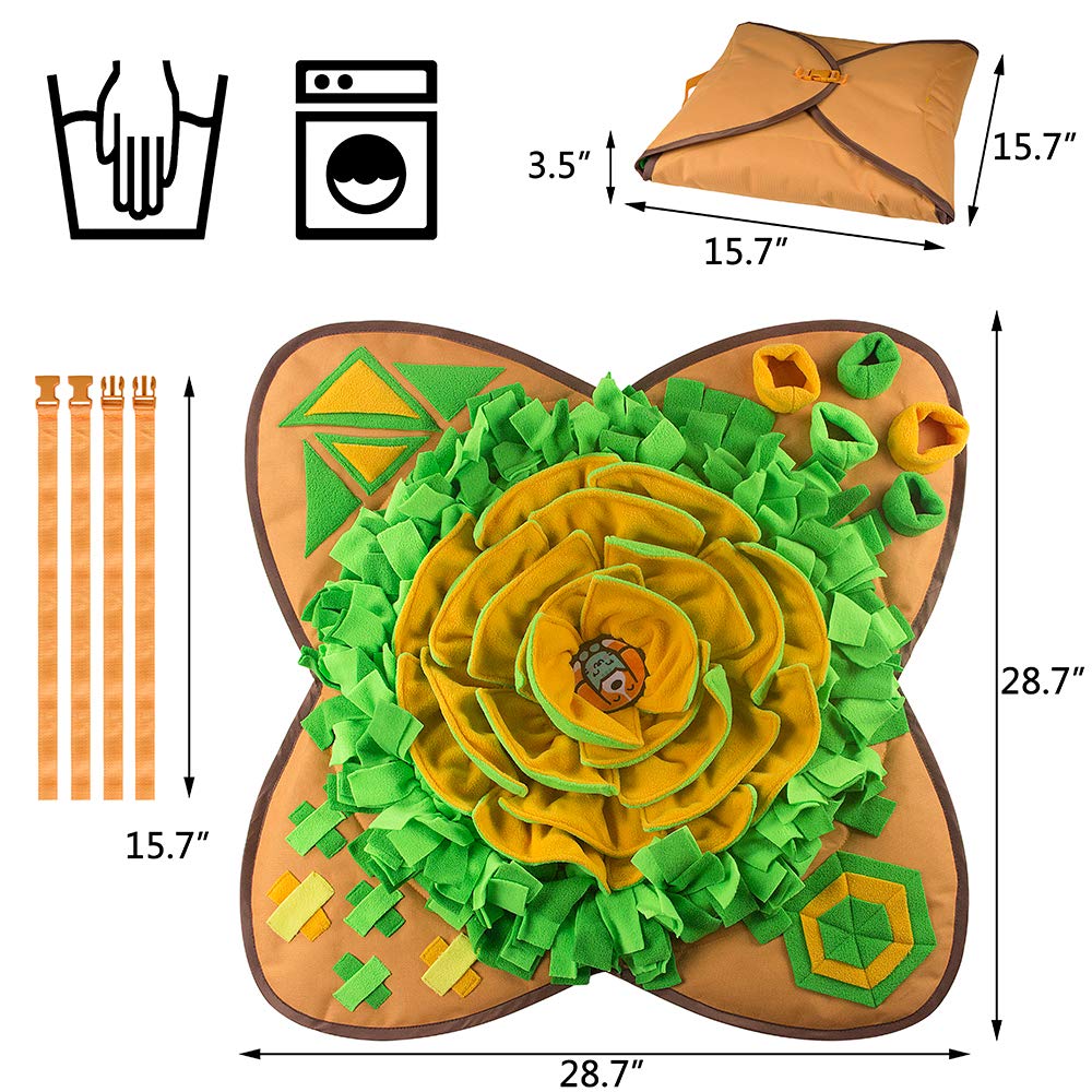 AWOOF snuffle mat uses durable oxford cloth and fleece for long-lasting play.