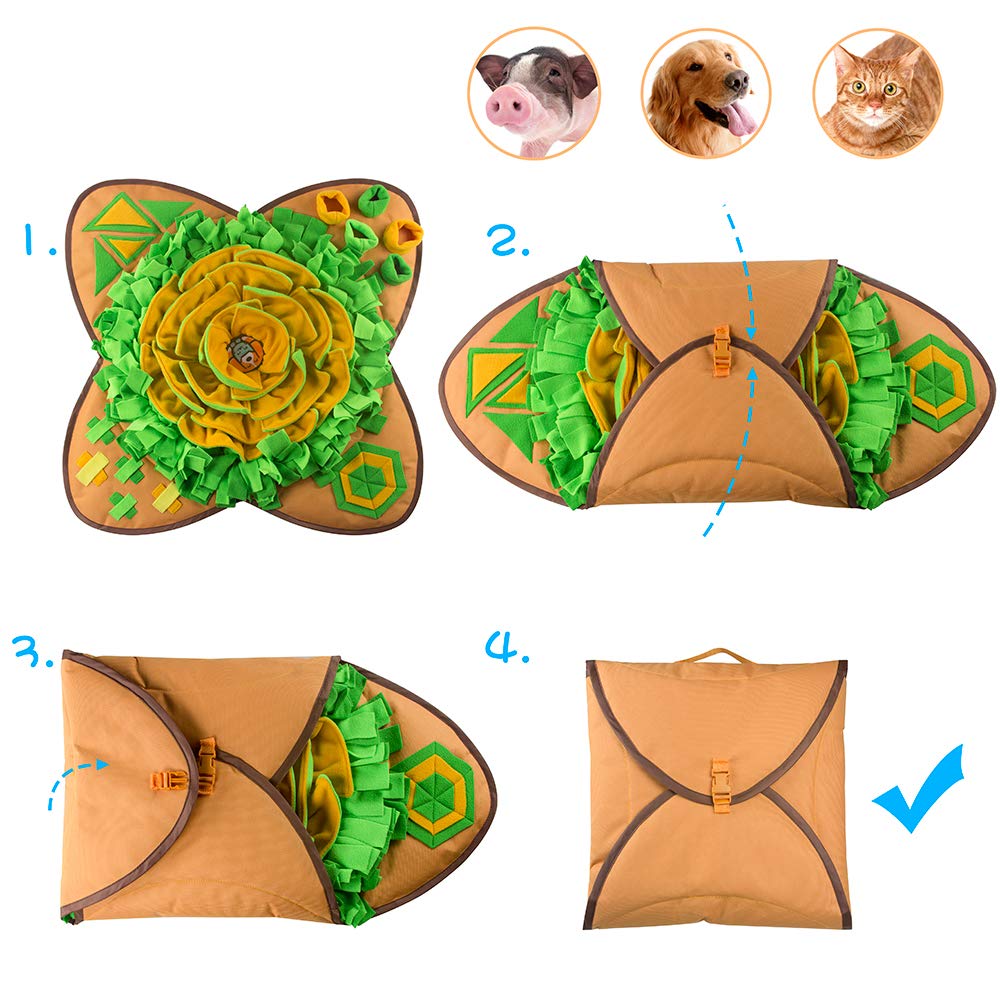 AWOOF snuffle mat secure buckles help keep it steady during use.