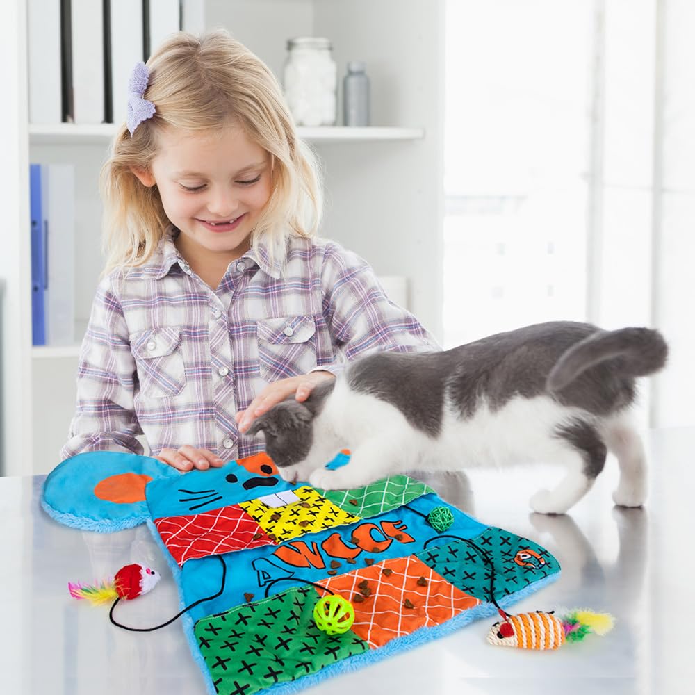 AWOOOF Cat Mat machine washable fabrics simplify cleanup after play.