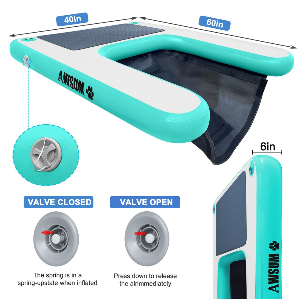 AWSUM XL inflatable dog water ramp durable-pvc highlights wear resistance and longevity.