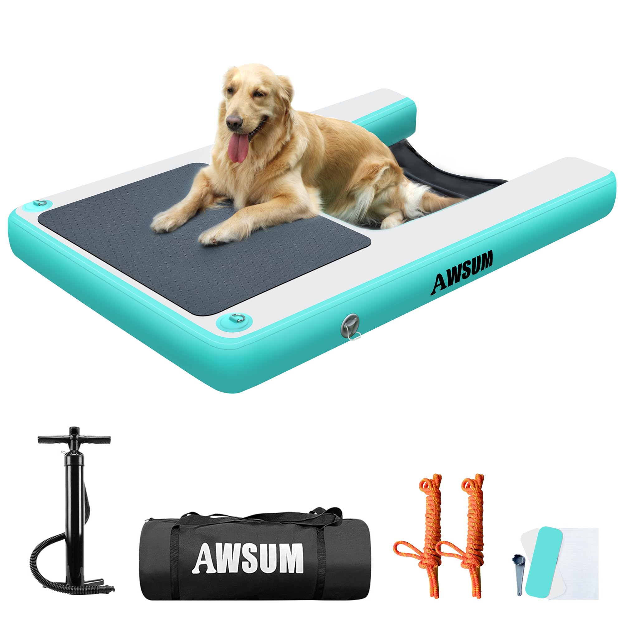 AWSUM XL inflatable dog water ramp large platform for easy loading and entry.