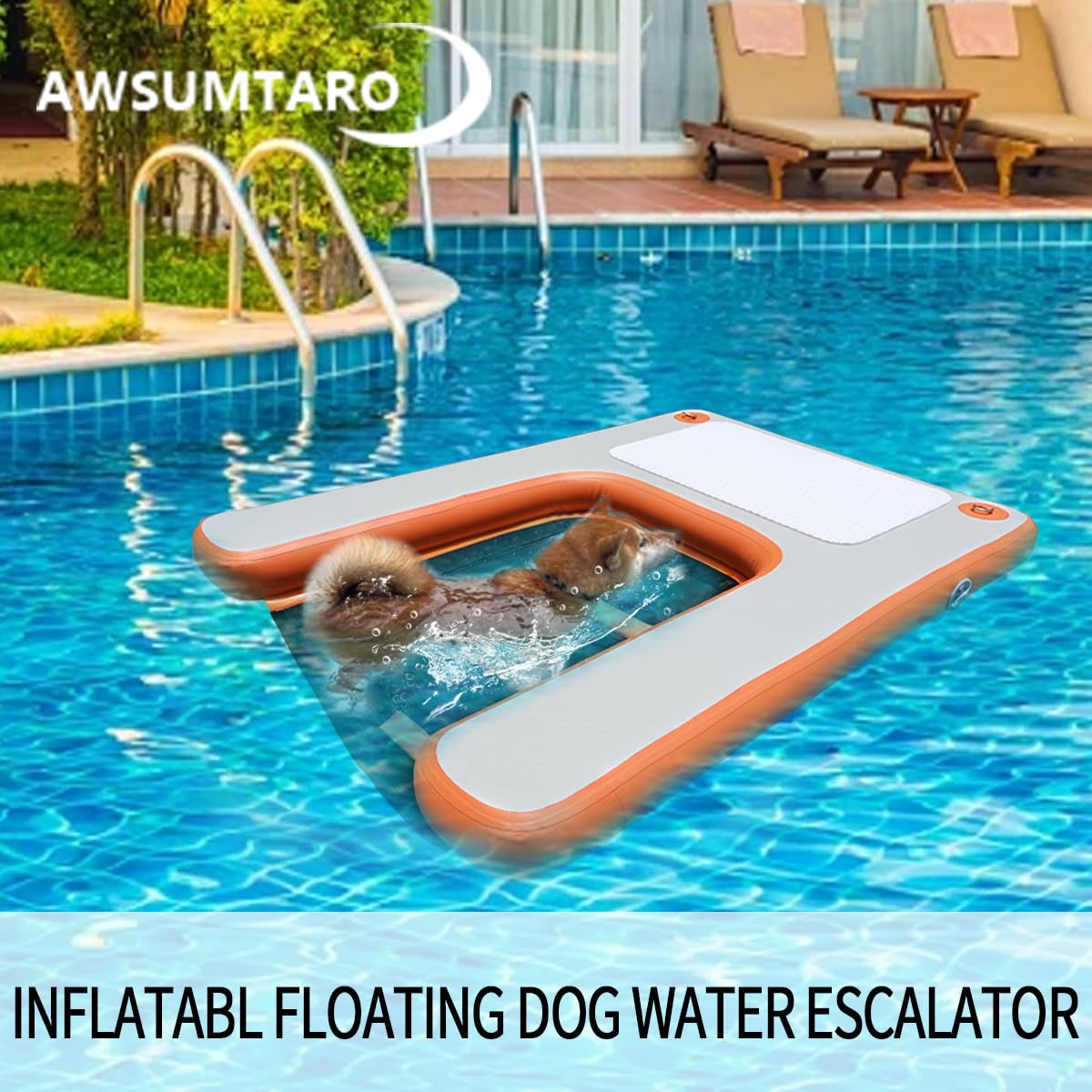 awsumtaro dog ramp step non-slip provides secure water entry.