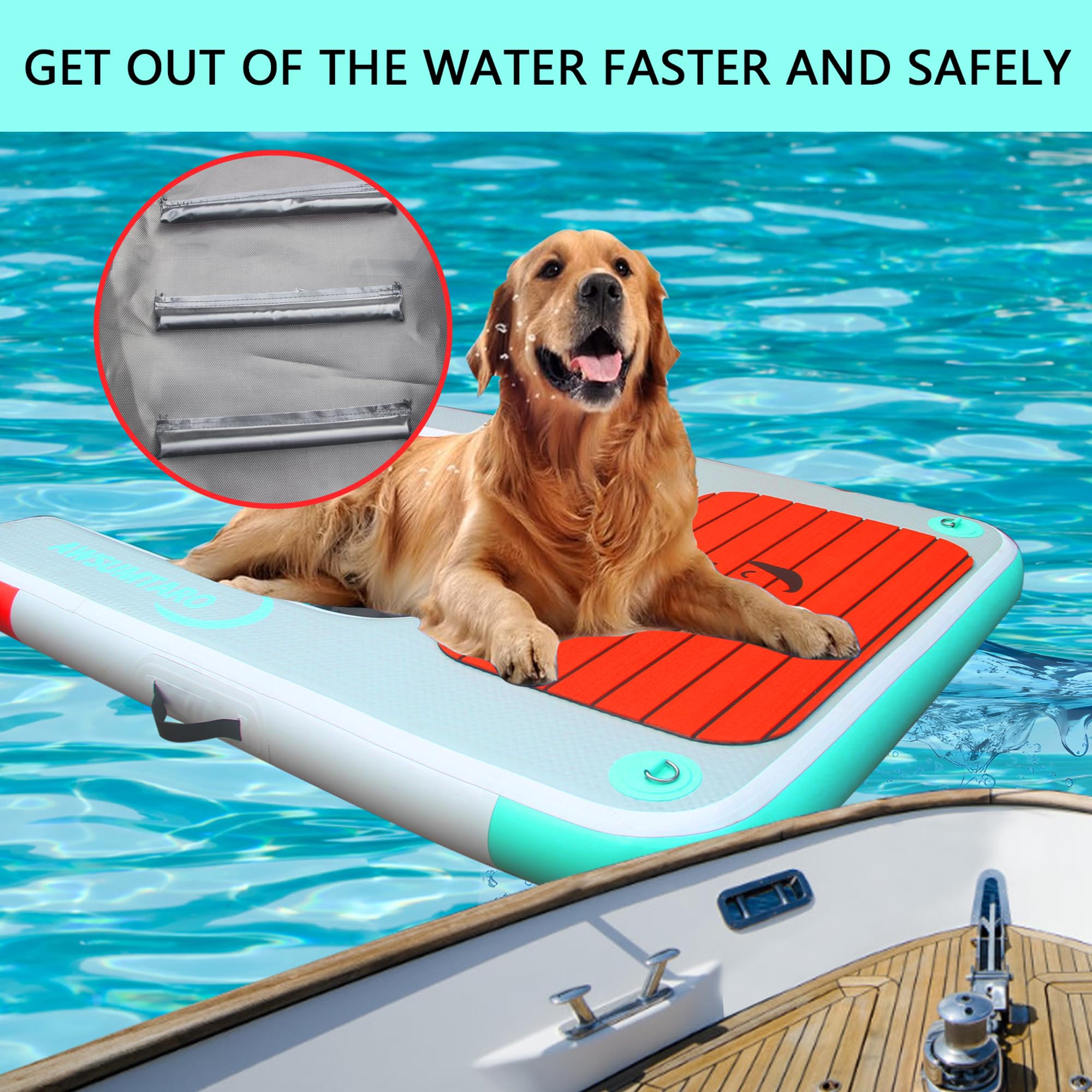 awsumtaro inflatable dock lake-use shows versatile water access for dogs near the shore