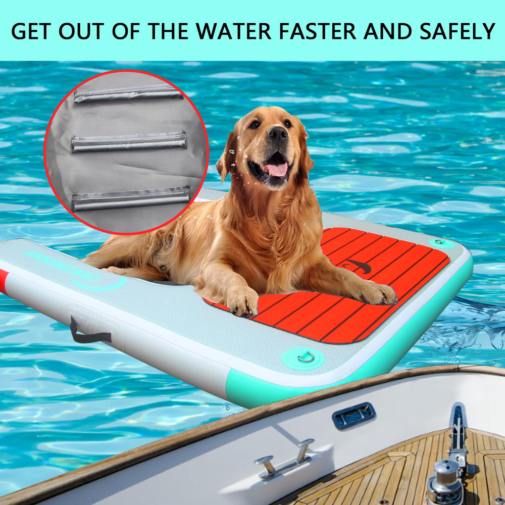 awsumtaro inflatable dock lake-use shows versatile water access for dogs near the shore